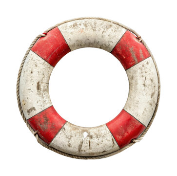 PNG Vintage red and white lifebuoy ring with nautical rope detailing