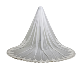 PNG Elegant bridal veil with intricate lace edging