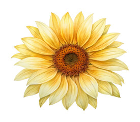 Fototapeta premium PNG Vibrant yellow sunflower with detailed petals and seed center