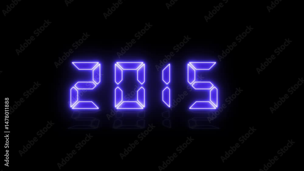 Poster looping neon glow effect 2026 new year icons video animation of an led display in pink with the cont