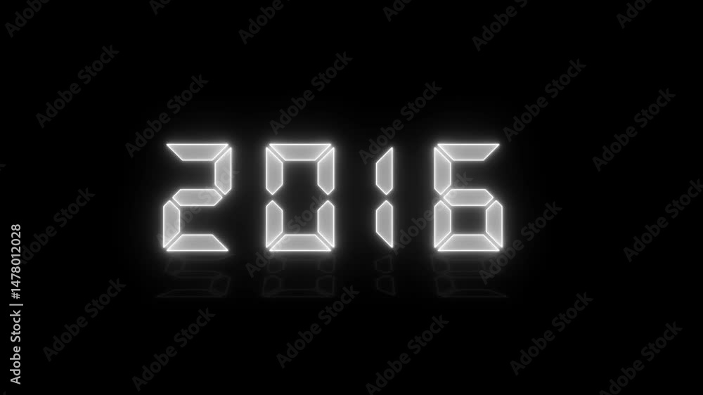 Aufkleber looping neon glow effect 2028 new year icons video animation of an led display in cyan with the cont