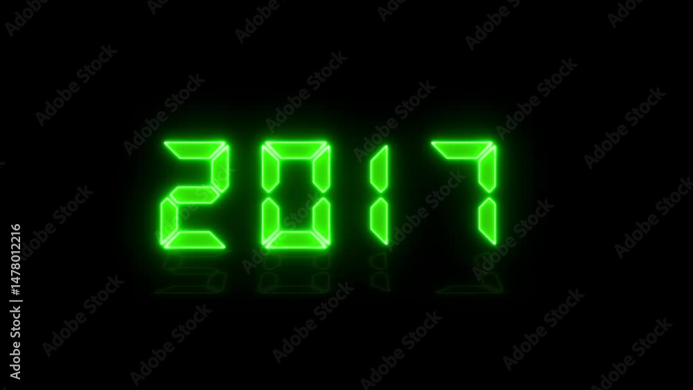 Aufkleber looping neon glow effect 2029 new year icons video animation of an led display in cyan with the cont