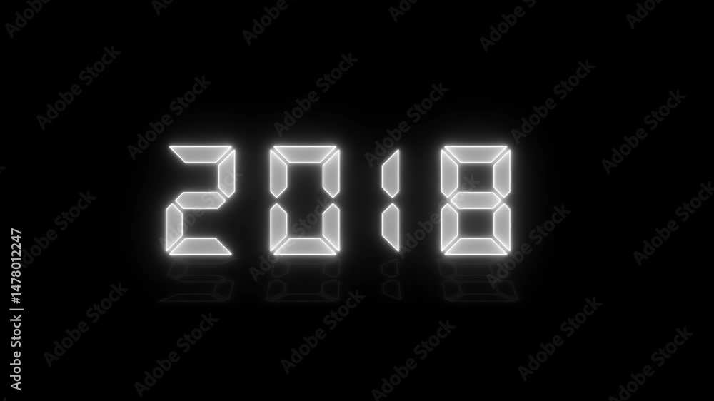 Poster looping neon glow effect 2030 new year icons video animation of an led display in cyan with the cont