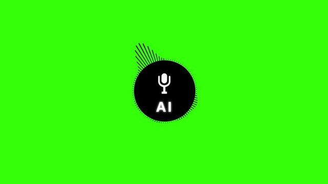 voice message Animation on Green background, Digital interface audio Voice assistant for AI chat technology waveform AI Chat innovation sound wave