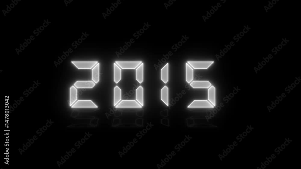 Aufkleber looping neon glow effect 2025 new year icons video animation of an led display in cyan with the cont