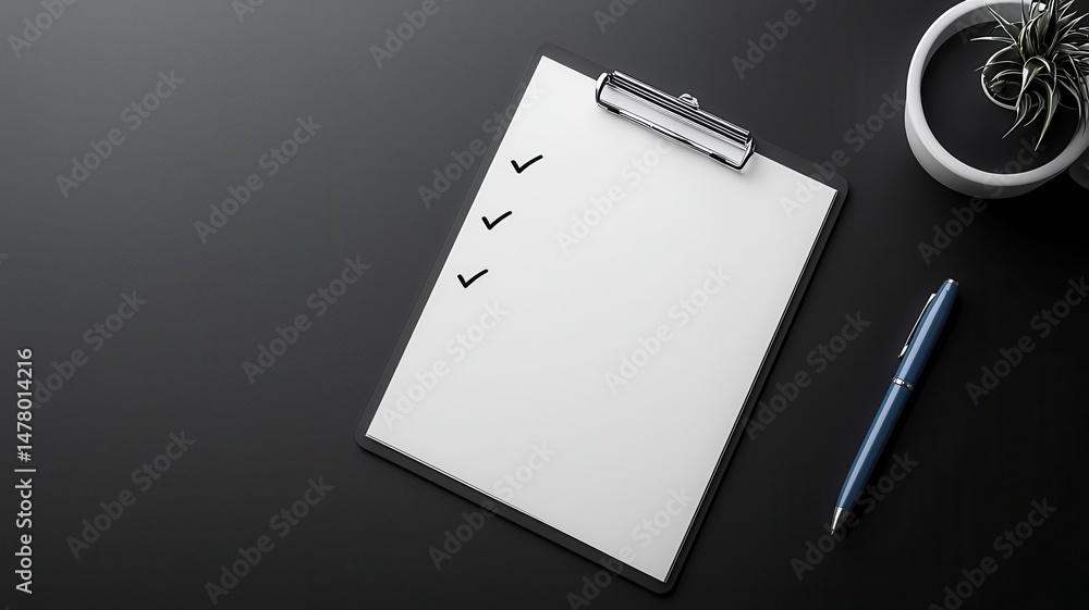 Poster business task list with checkmarks on clipboard and pen clipboard pen task list business checklist
