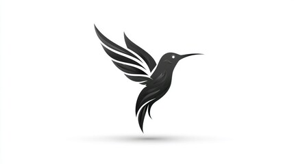 Naklejka premium Stylish Black Hummingbird in Flight Modern Abstract Design for Logos Branding and Creative