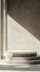 Minimalist Cream and White Podium for Modern Product Showcase