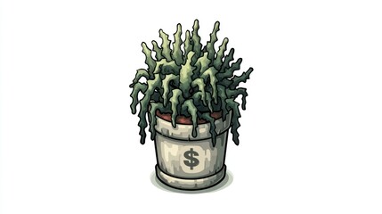 Money Plant in a DollarSymbol Pot A Unique Illustration for Finance and Wealth Concepts