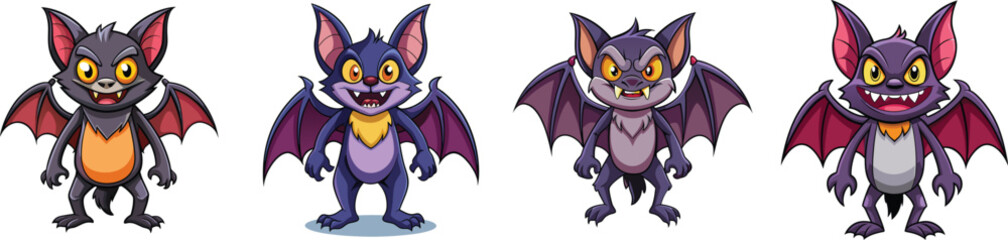 Playful Cartoon Bat Mascot Character Isolated on White Background