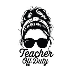 Teacher Off Duty Vector Design with Sunglasses, Flip-Flops, Cold Drink and Pencil