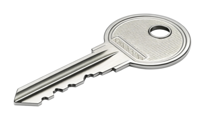 PNG Silver metal house key with groove design