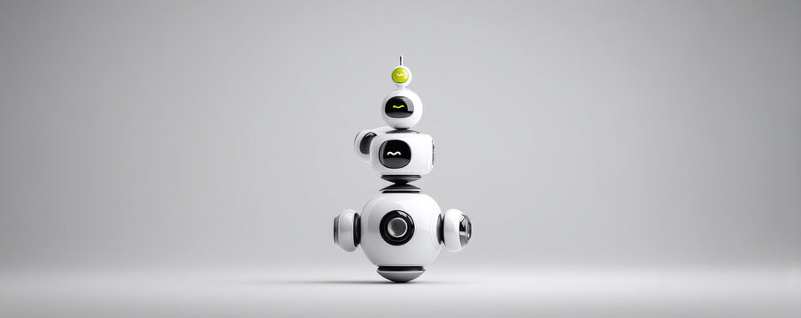 A sleek robotic figure with a modern design and vibrant accents.
