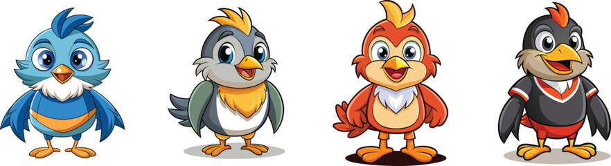 Cute Cartoon Chickadee Full Body Design on Clean Background