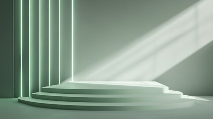 Obraz premium Illuminated Arch Podium Display Background for Modern Product Showcase