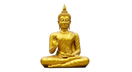 Golden Buddha Statue in Meditation Pose, Isolated on Transparent PNG Background