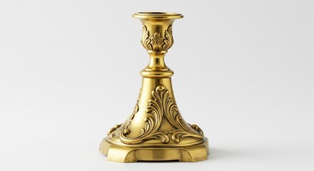 優雅な金色燭台 繊細な彫刻 柔らかな光輝 上品な装飾. AI Generated