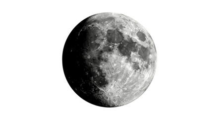 Detailed Image of the Moon, Isolated on Transparent PNG Background