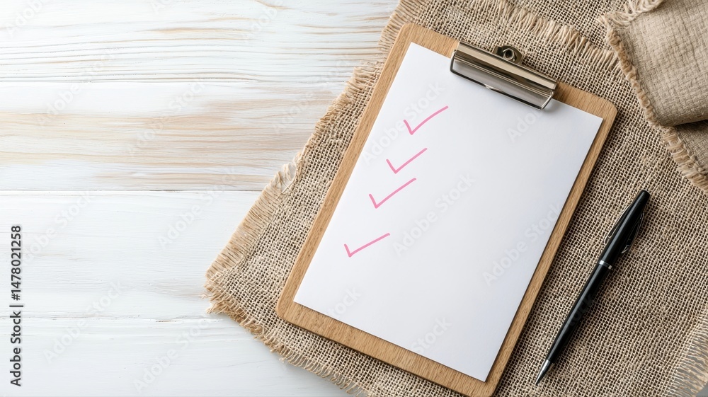 Poster clipboard checklist with pen on textured background clipboard checklist pen to do list writing tasks