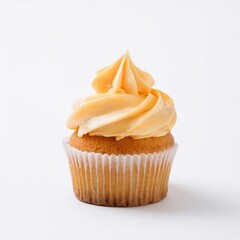 Cupcake with frosting isolated on white background