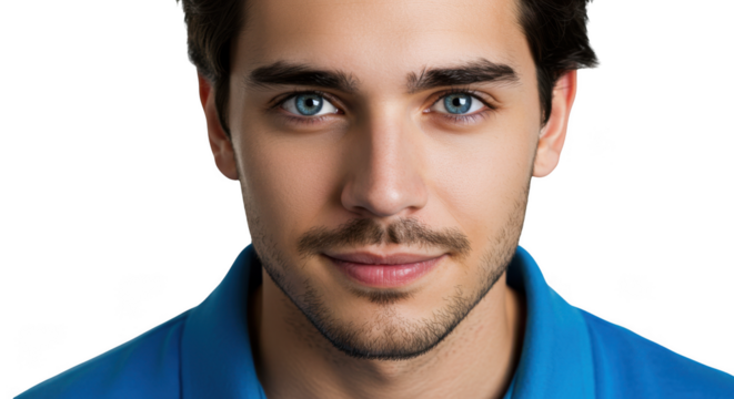 Closeup Portrait of a Young Man with Blue Eyes - Powered by Adobe