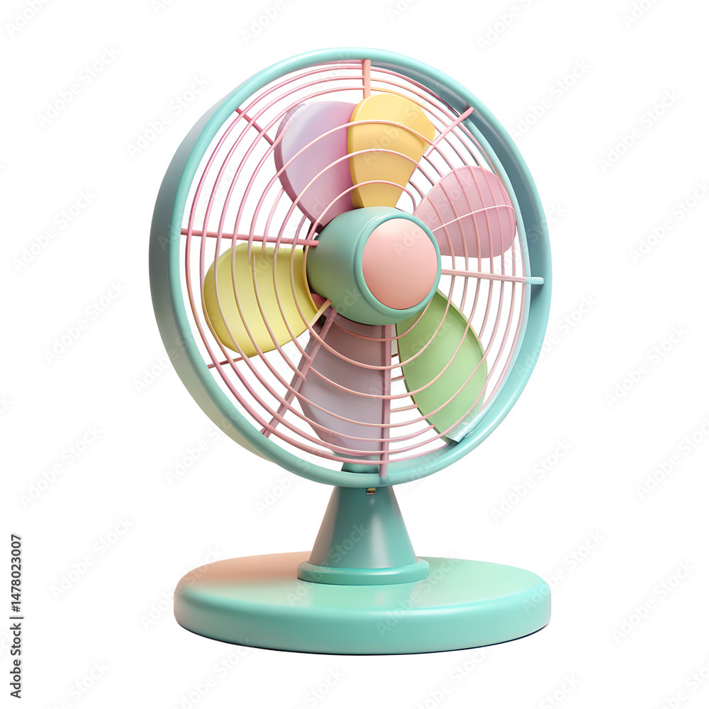 Poster table fan 3d rendering isolated on white background