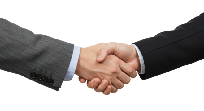 Businessman Handshake, Isolated on Transparent PNG Background