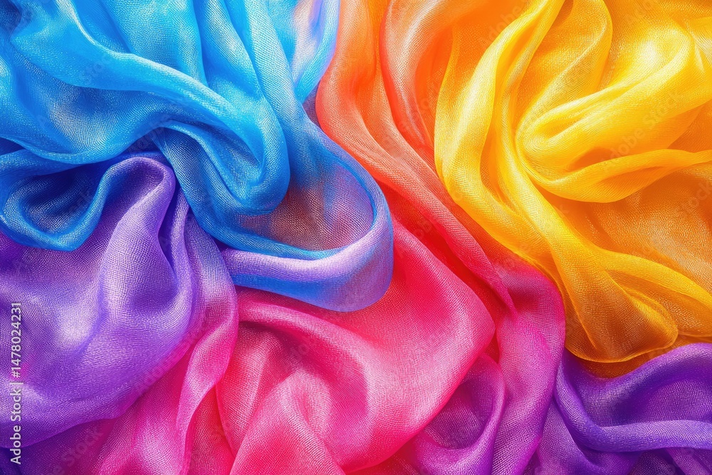 Poster vibrant colorful silks create a dynamic display of textile texture