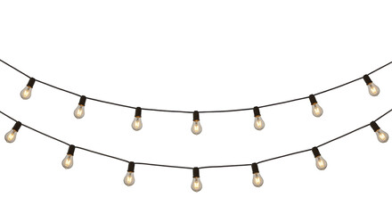 Two Strings of Warm White String Lights, Isolated on Transparent PNG Background