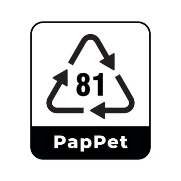 recycling symbol with number 81 and text pappet for waste management and environmental conservation