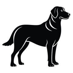 Striking Black Labrador Retriever Silhouette Graphic Art, Simple Dog Illustration, Design Element