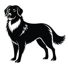 Striking Black Silhouette of a Regal Standing Dog Portrait Design Illustration