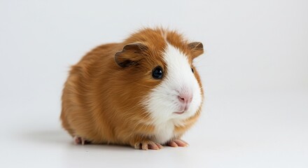 可愛いモルモット 柔らかな毛並み 白い背景で輝く. AI Generated