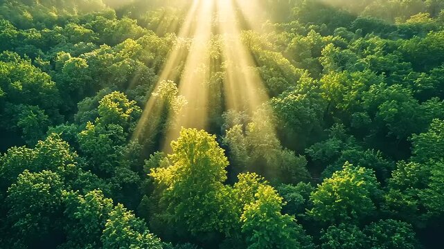 Sunlight streams through lush forest canopy (1)