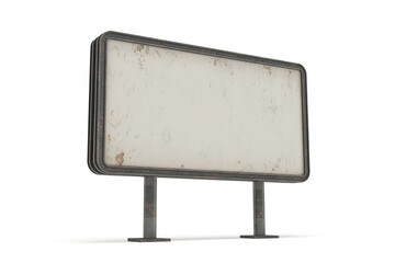 Obraz premium Blank Rusted Metal Billboard Sign on White Background