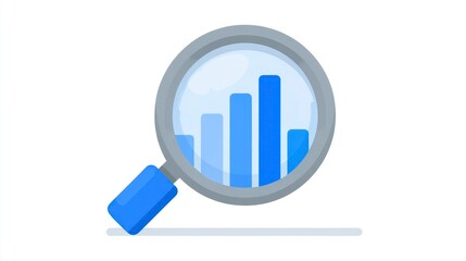 Magnifying Glass Over Bar Chart Analyzing Data and Statistics for Business Insights