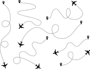Minimalist Aeroplane Icon with Route Line – Flight Direction Design