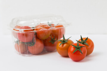 Red Cherry Tomatoes on White Background