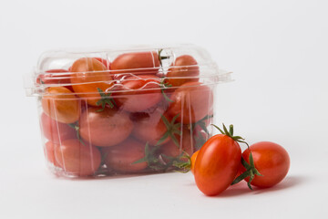Red Cherry Tomatoes on White Background