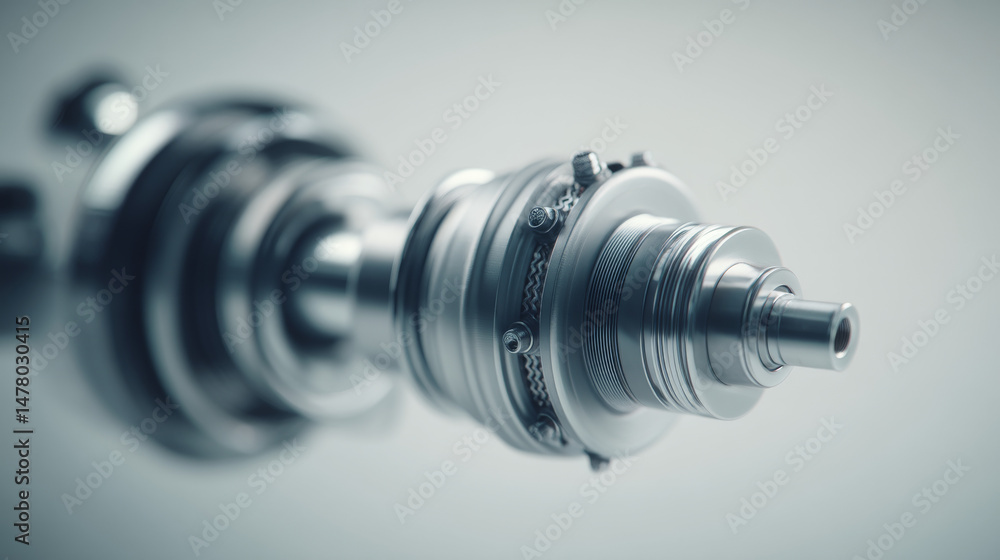 Poster close-up of a precision mechanical component showcasing metallic details and design.