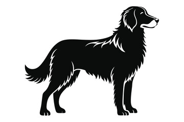 Silhouette Illustration of a Regal Looking FlatCoated Retriever, Dog Breed Depiction