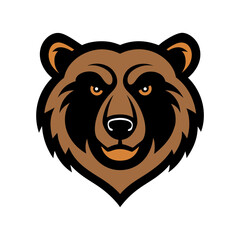 brown bear head vector art illustration