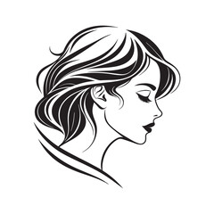 beautiful girl beauty logo black color line art vector