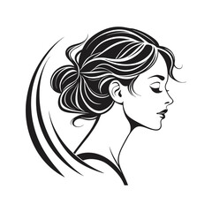 beautiful girl beauty logo black color line art vector