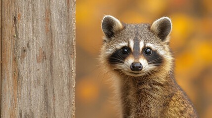 Obraz premium Raccoon portrait in autumnal setting