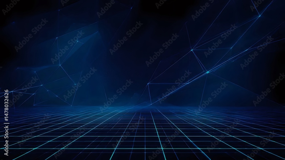 Aufkleber abstract dark blue technology background with connected dots and lines futuristic digital network co