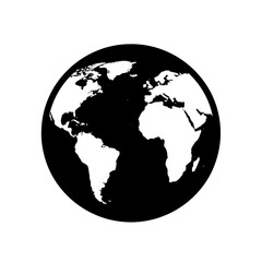 Earth Icon vector illustration . Black and white earth icon. isolated, Cutout 
