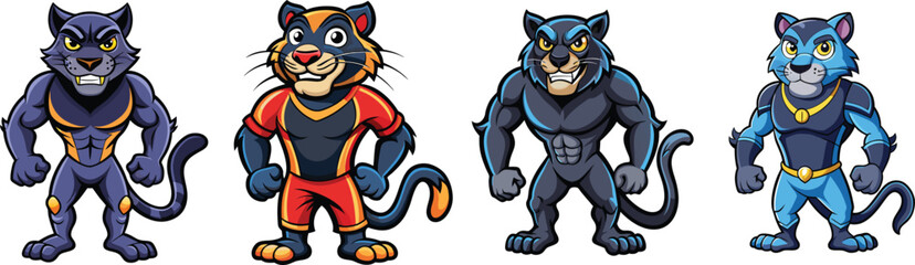 Black Panther Mascot Full Body Pose with Clean Background