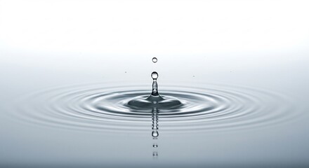 水面に広がる 透明な水の滴 美しい波紋. AI Generated