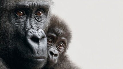 Obraz premium Gorilla and Baby CloseUp Emotional Wildlife Photography Capturing Natures Bond in High Deta